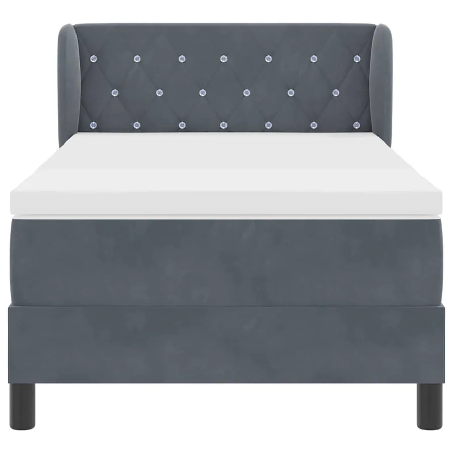 Lit à ressorts avec matelas Gris foncé 100 x 200 cm Velours - 7