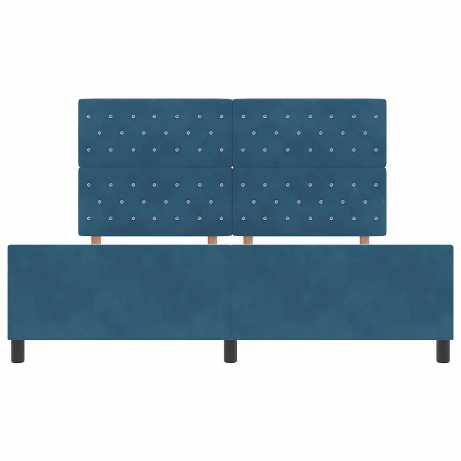 Lit à ressorts avec tête de lit Bleu foncé 180 x 200 cm Velours - 7