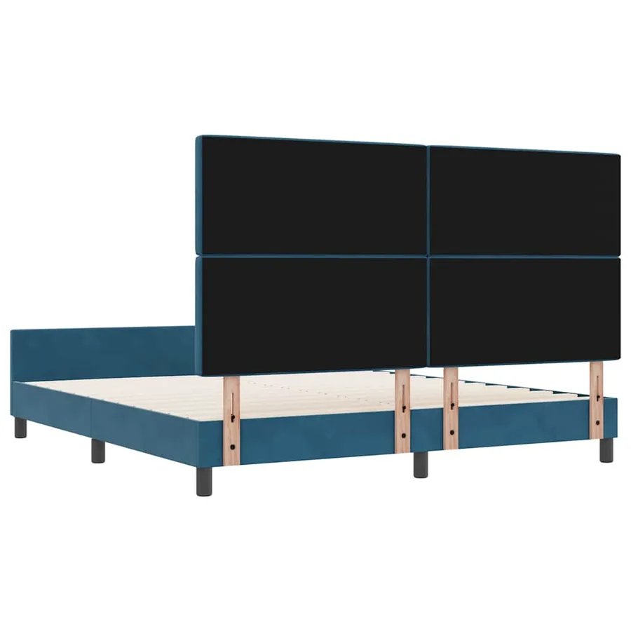 Lit à ressorts avec tête de lit Bleu foncé 180 x 200 cm Velours - 9