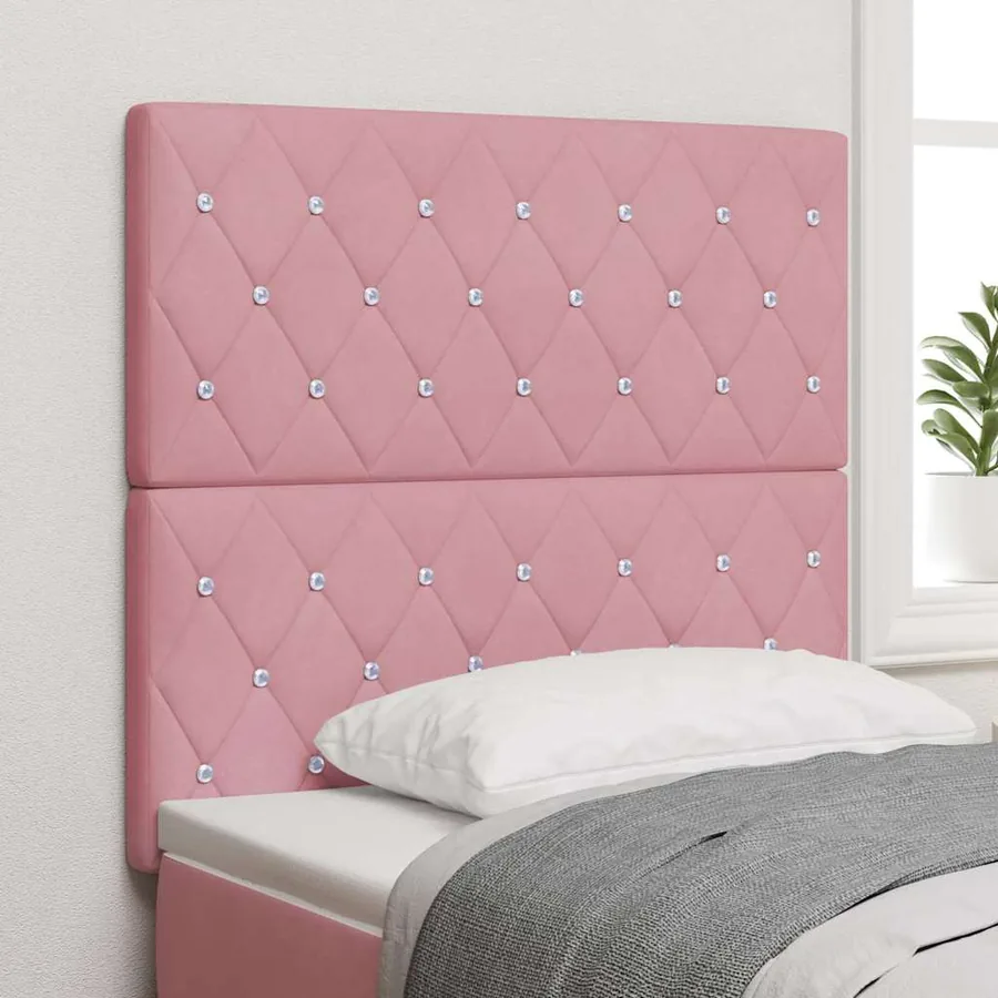 Tête de lit LED avec bandes LED Rose 90 cm Velours