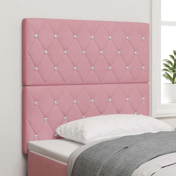 Tête de lit LED avec bandes LED Rose 90 cm Velours