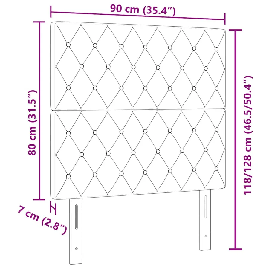 Tête de lit LED avec bandes LED Rose 90 cm Velours - 8