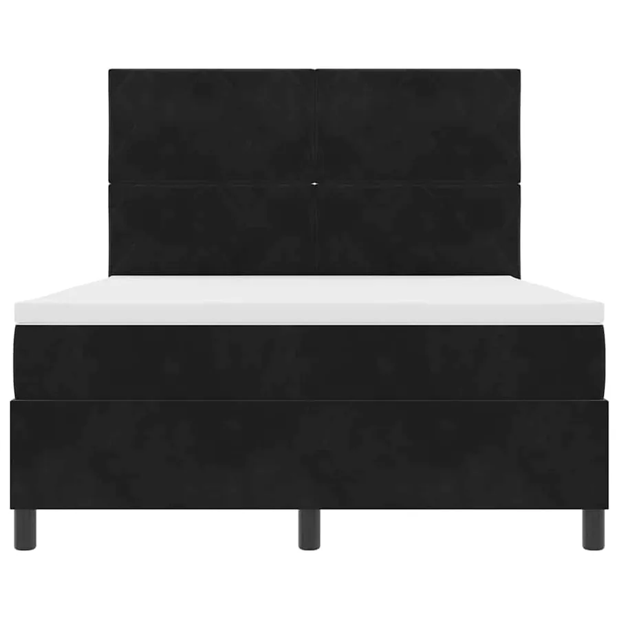 Lit à ressorts avec tête de lit Noir 140 x 190 cm Velours - 7
