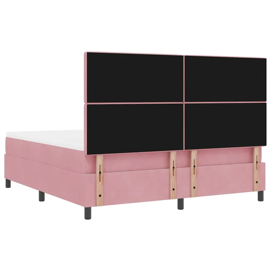 Lit à ressort LED avec matelas Rose 180 x 200 cm Velours - 10