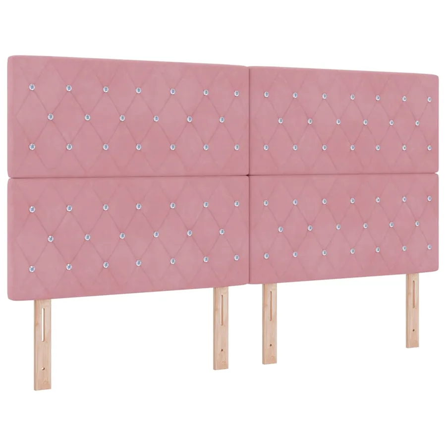 Lit à ressort LED avec matelas Rose 180 x 200 cm Velours - 2