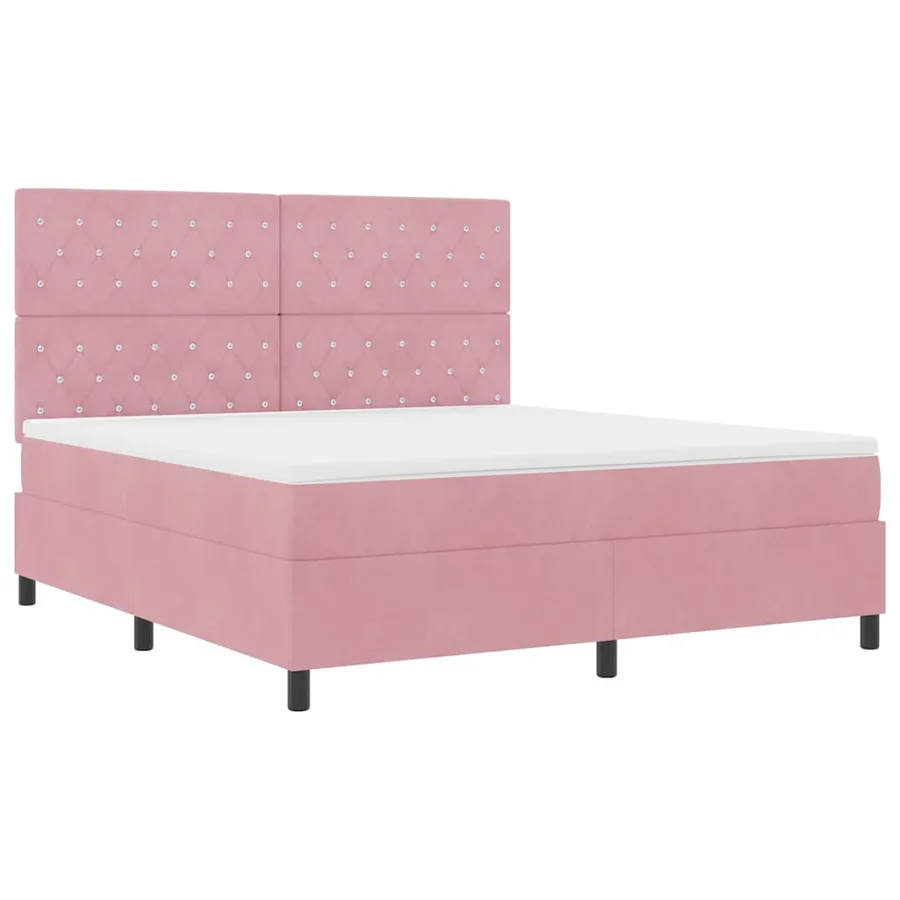 Lit à ressort LED avec matelas Rose 180 x 200 cm Velours - 6