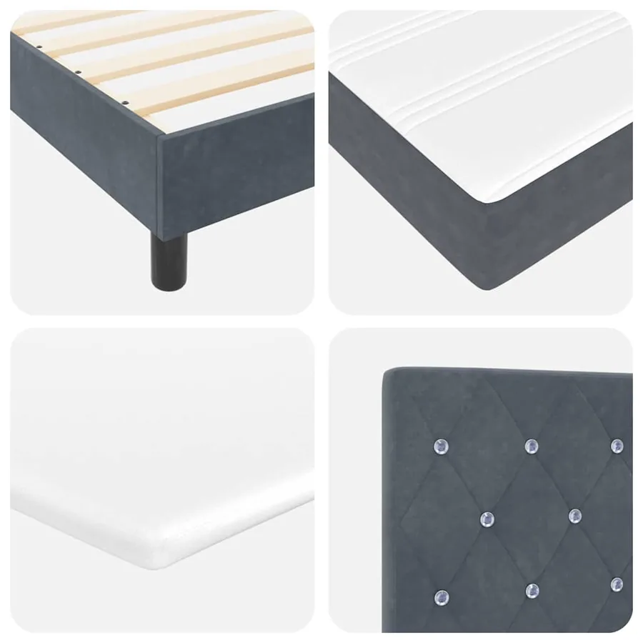 Lit à ressort LED avec matelas Gris foncé 120 x 190 cm Velours - 11