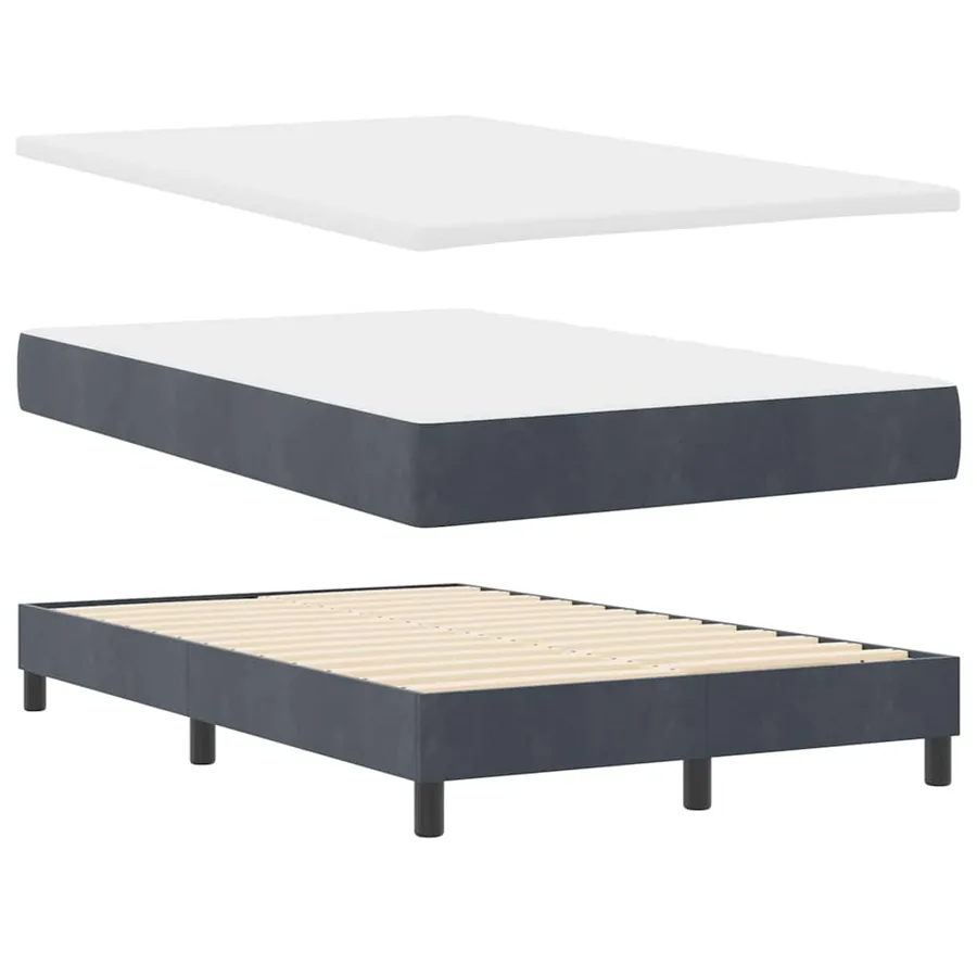 Lit à ressort LED avec matelas Gris foncé 120 x 190 cm Velours - 6