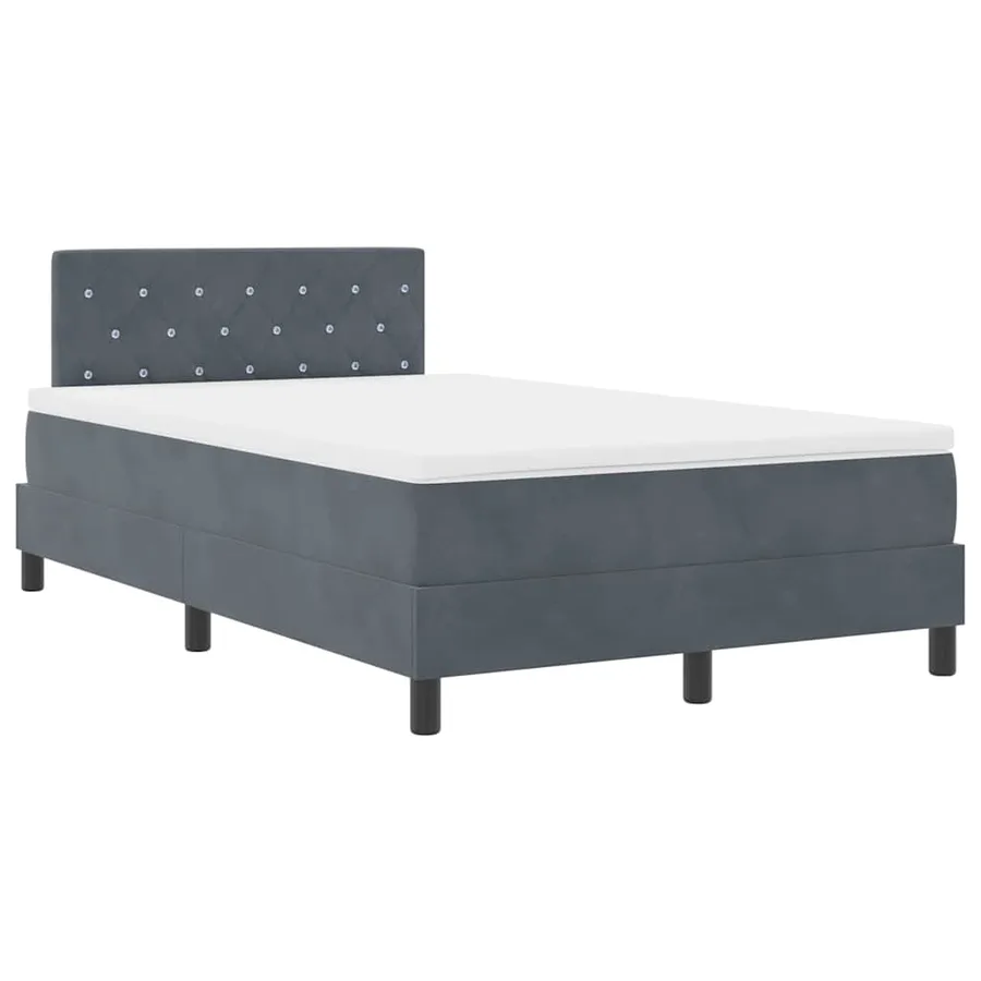 Lit à ressorts avec matelas Gris foncé 120 x 190 cm Velours - 2