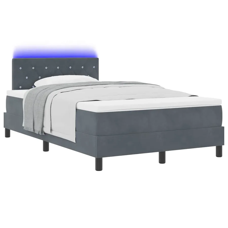 Lit à ressorts avec matelas Gris foncé 120 x 190 cm Velours - 3