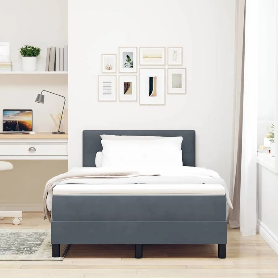 Lit à ressorts avec matelas Gris foncé 120 x 190 cm Velours - 4
