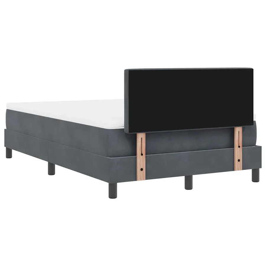 Lit à ressorts avec matelas Gris foncé 120 x 190 cm Velours - 9