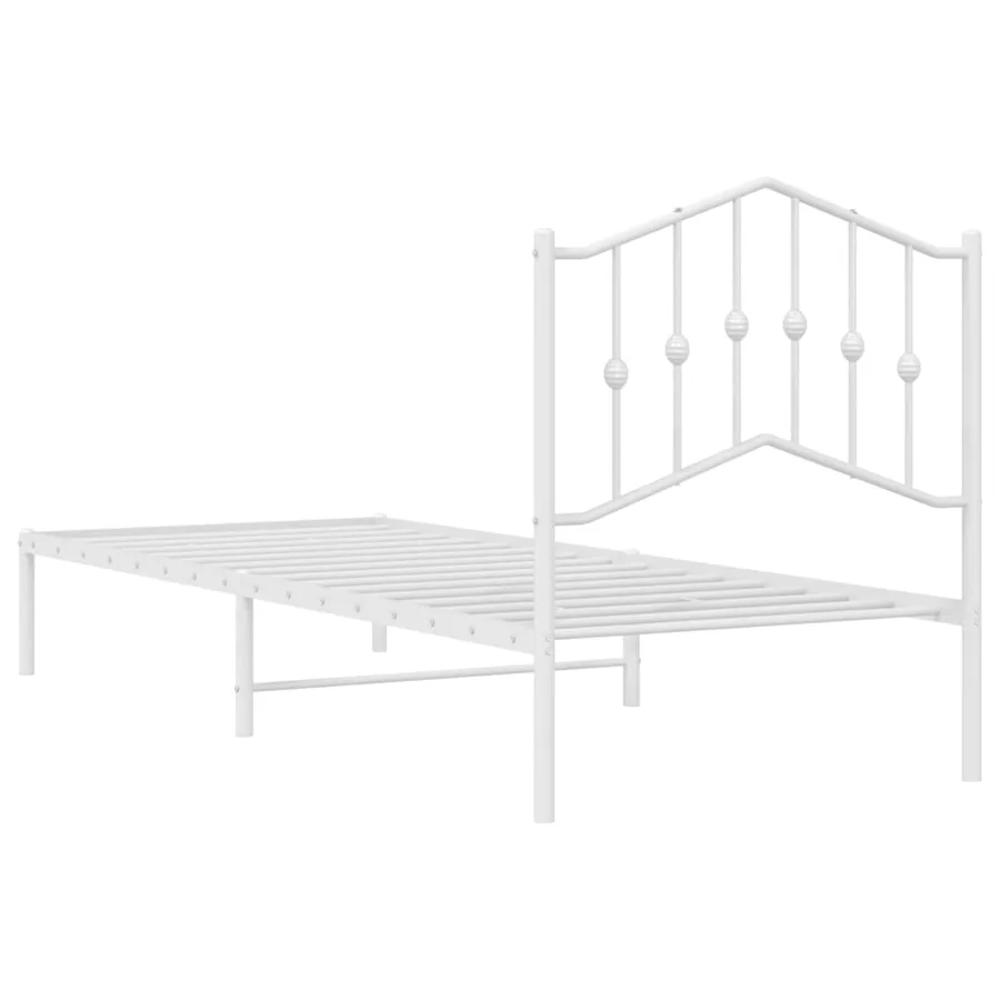 Cadre de lit métal sans matelas avec tête de lit blanc 90x190cm - 7