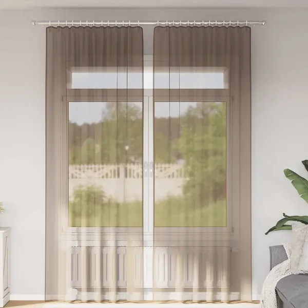 Rideaux en voile à œillets 2 pcs marron clair