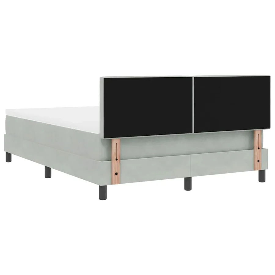 Lit à ressorts avec matelas Gris clair 160 x 200 cm Velours - 9