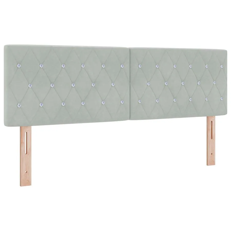 Lit à ressorts avec tête de lit Gris clair 200 x 140 cm Velours - 5