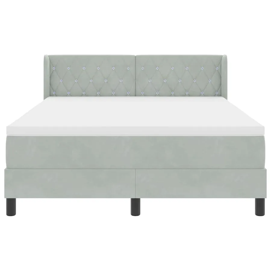 Lit à ressorts avec tête de lit Gris clair 200 x 140 cm Velours - 7