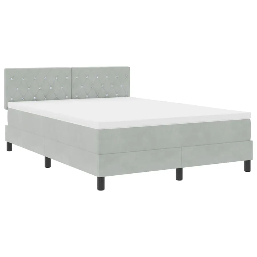 Lit à ressort LED avec matelas Gris clair 140 x 190 cm Velours - 2