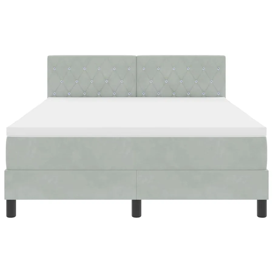 Lit à ressort LED avec matelas Gris clair 140 x 190 cm Velours - 7
