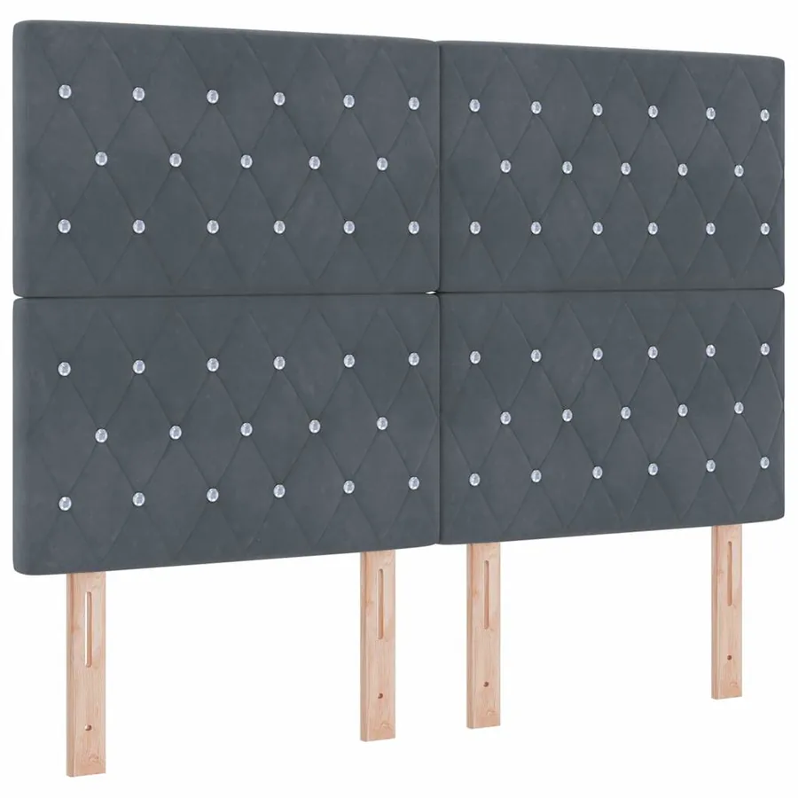 Lit à ressorts avec tête de lit Gris foncé 200 x 160 cm Velours - 6