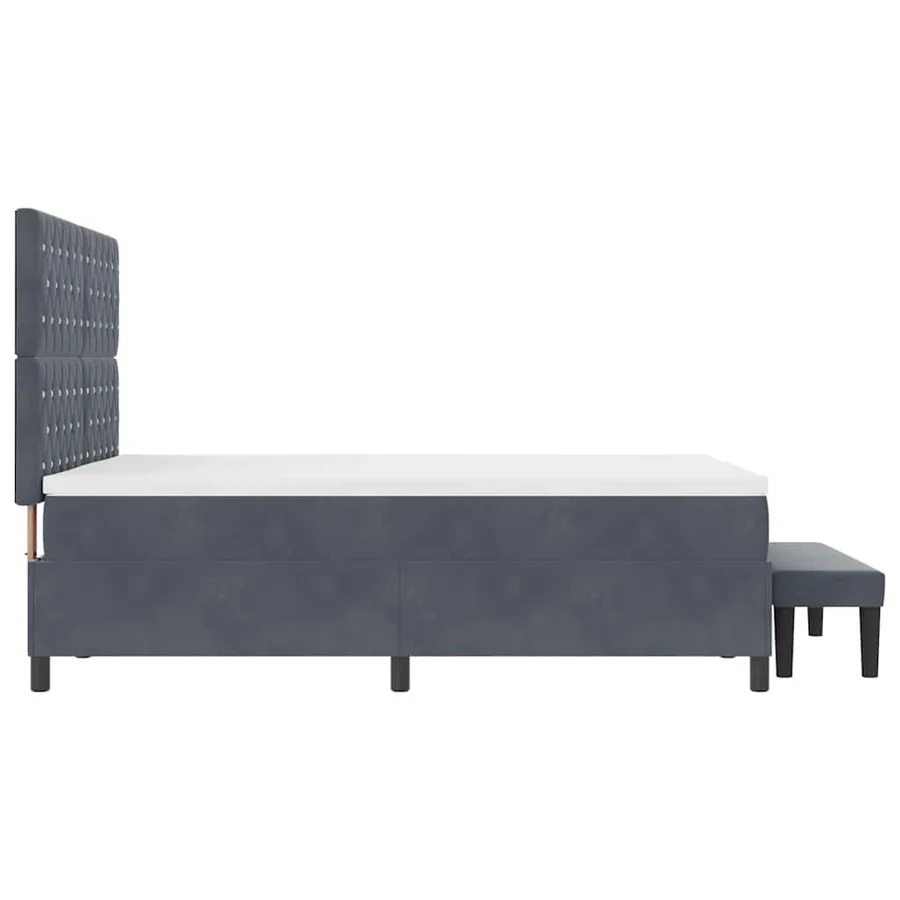 Lit à ressorts avec tête de lit Gris foncé 200 x 160 cm Velours - 9