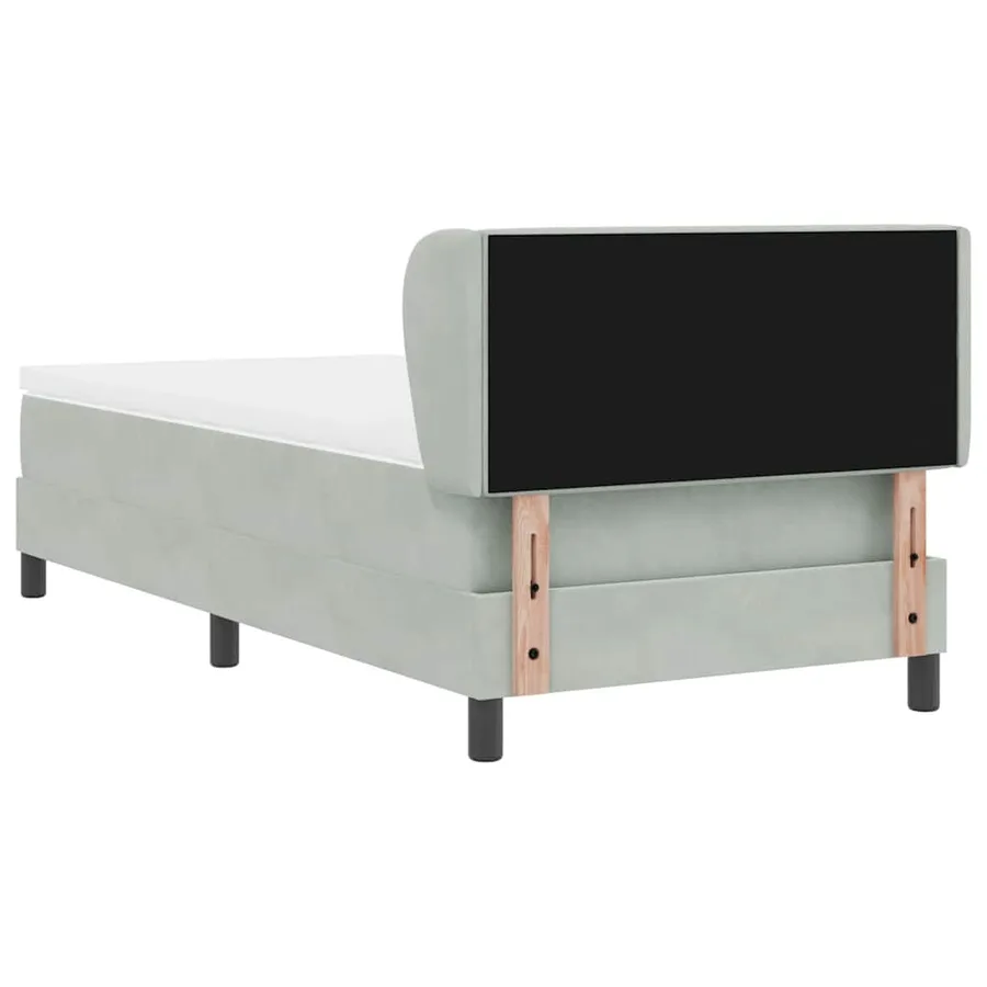 Lit à ressorts avec tête de lit Gris clair 90 x 200 cm Velours - 9