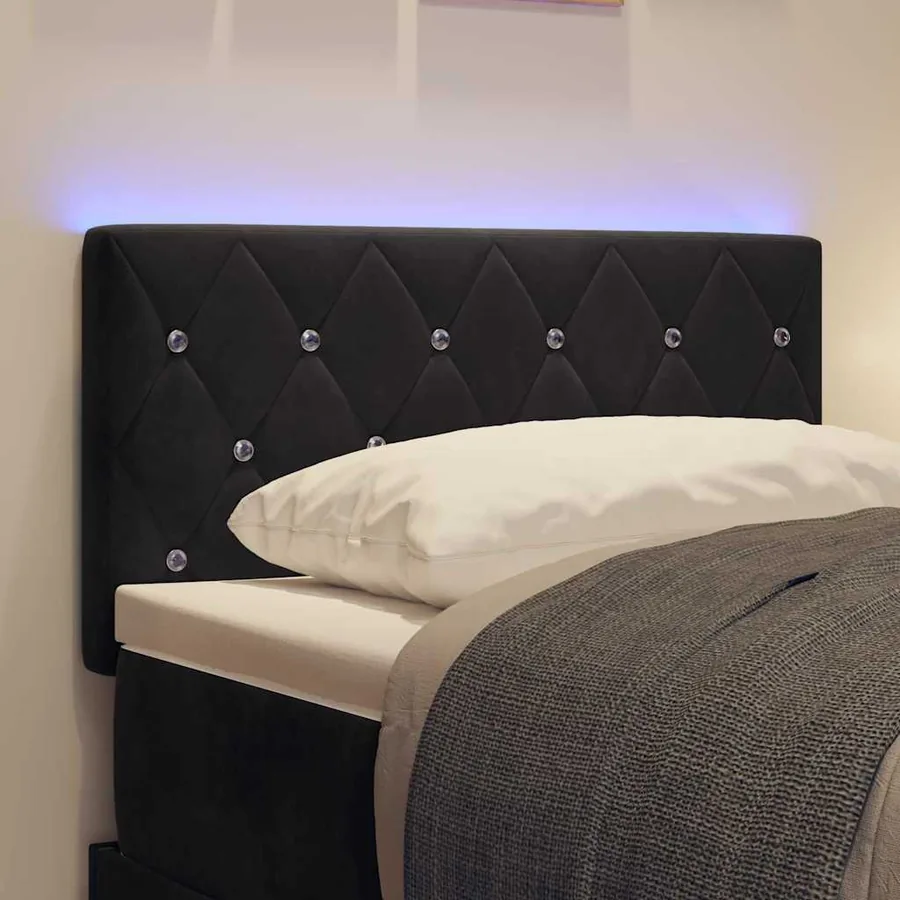 Tête de lit LED avec bandes LED Noir 80 cm Velours - 4