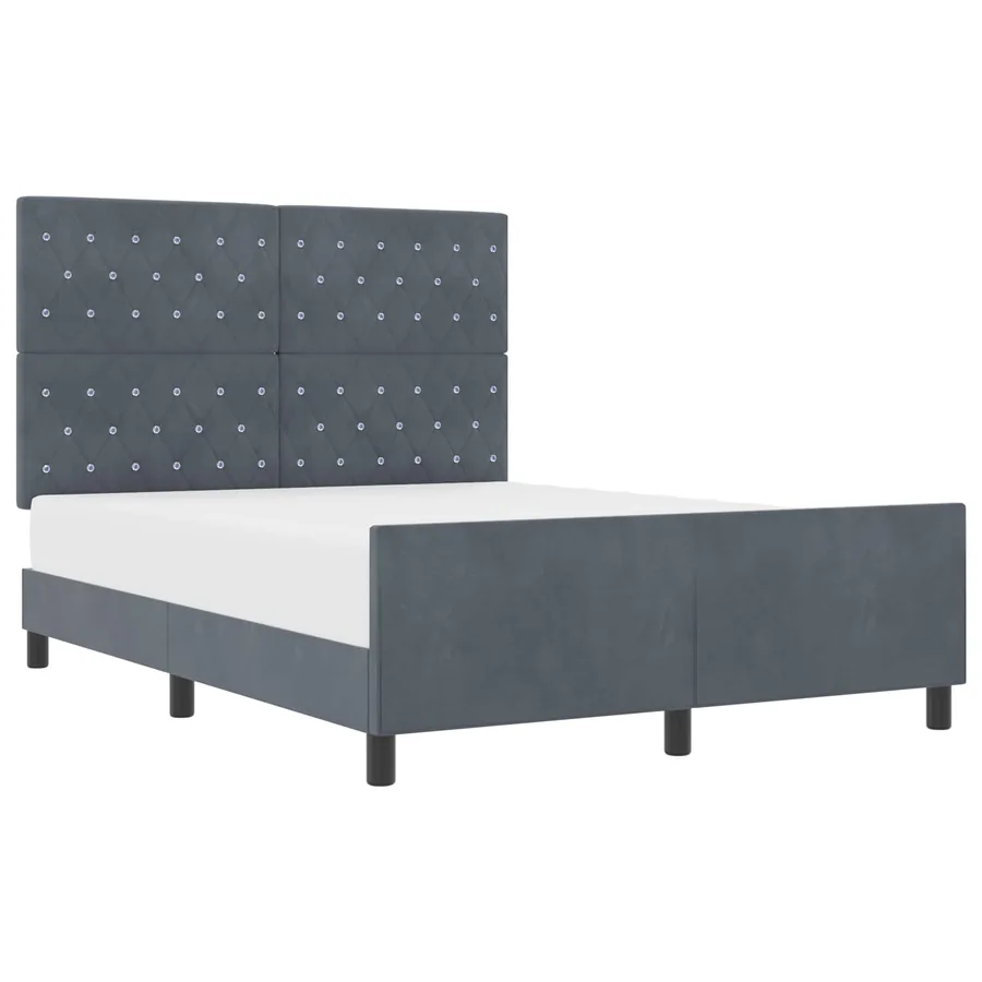Lit à ressorts avec tête de lit Gris foncé 140 x 190 cm Velours - 2
