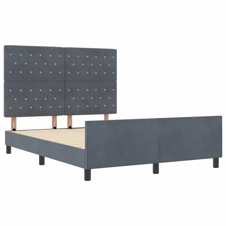 Lit à ressorts avec tête de lit Gris foncé 140 x 190 cm Velours - 5