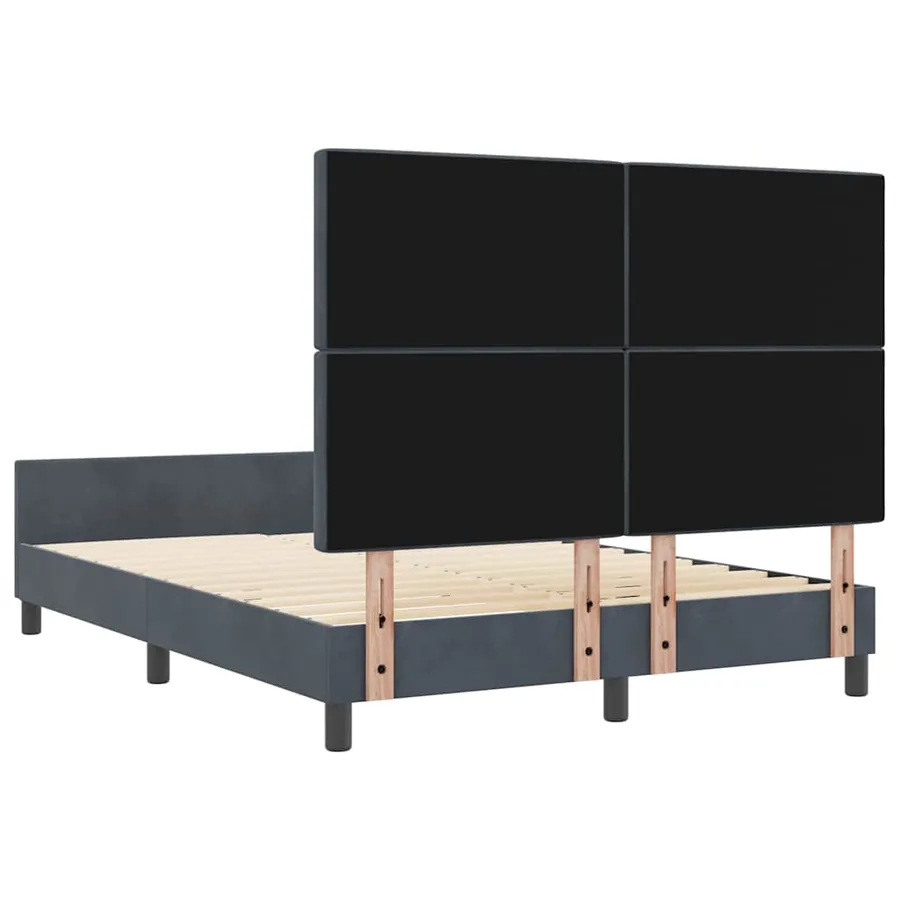 Lit à ressorts avec tête de lit Gris foncé 140 x 190 cm Velours - 9