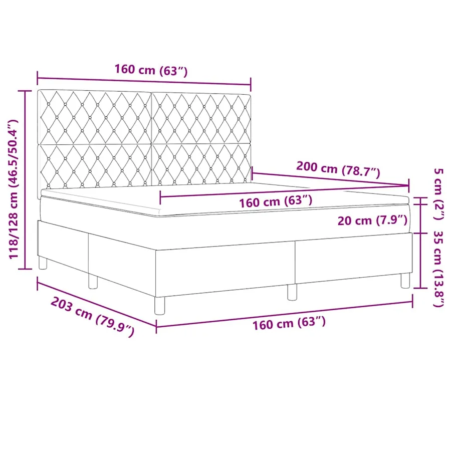 Lit à ressorts avec matelas Gris clair 160 x 200 cm Velours - 12