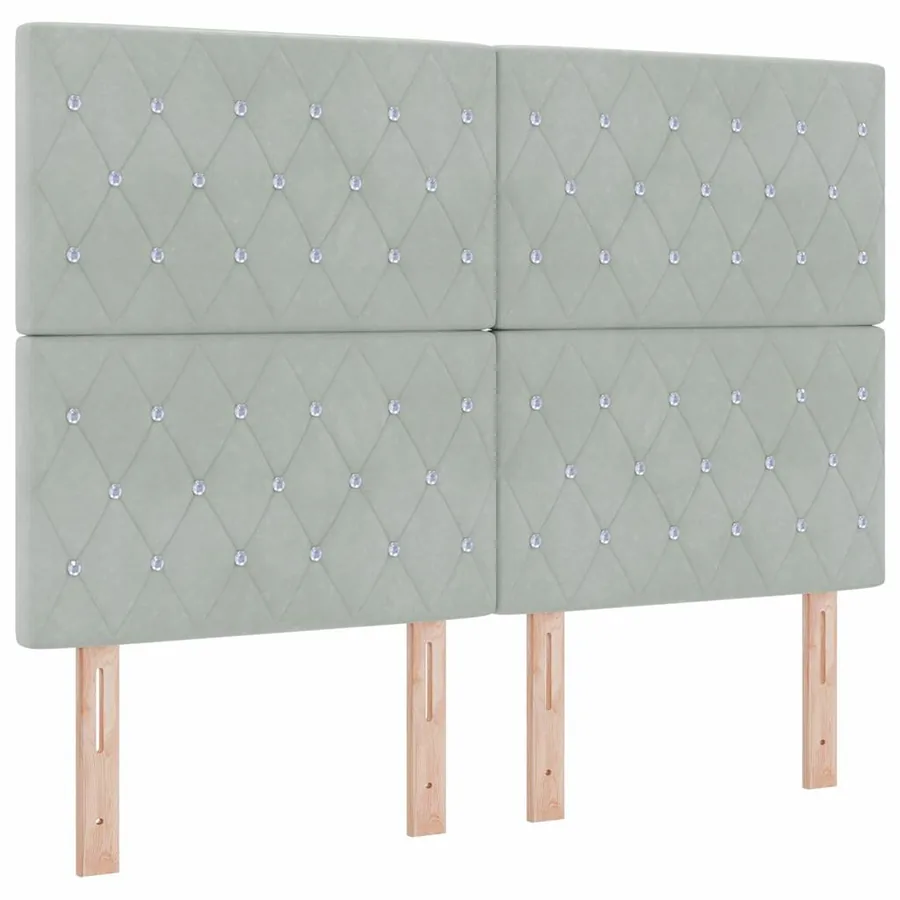 Lit à ressorts avec matelas Gris clair 160 x 200 cm Velours - 4