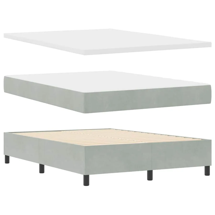 Lit à ressorts avec matelas Gris clair 160 x 200 cm Velours - 6