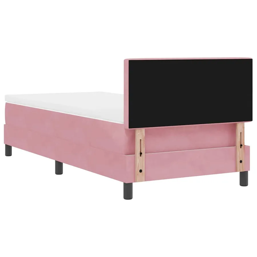 Lit à ressort LED avec matelas Rose 90 x 190 cm Velours - 10