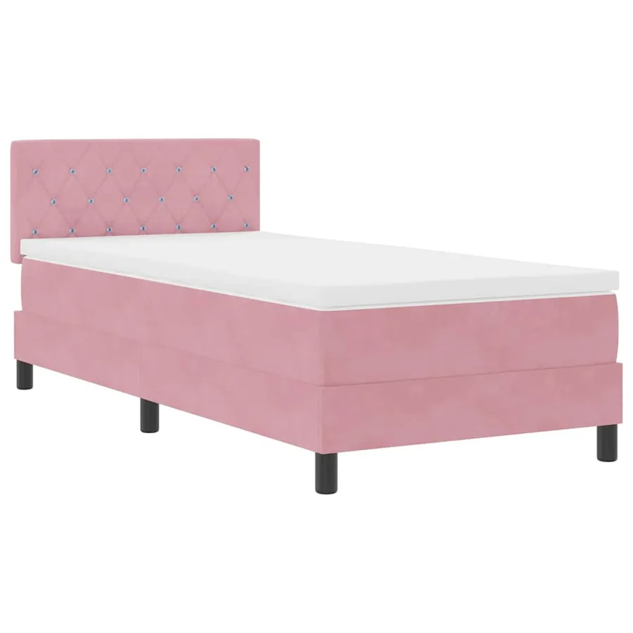 Lit à ressorts avec matelas Rose 90 x 190 cm Velours - 4