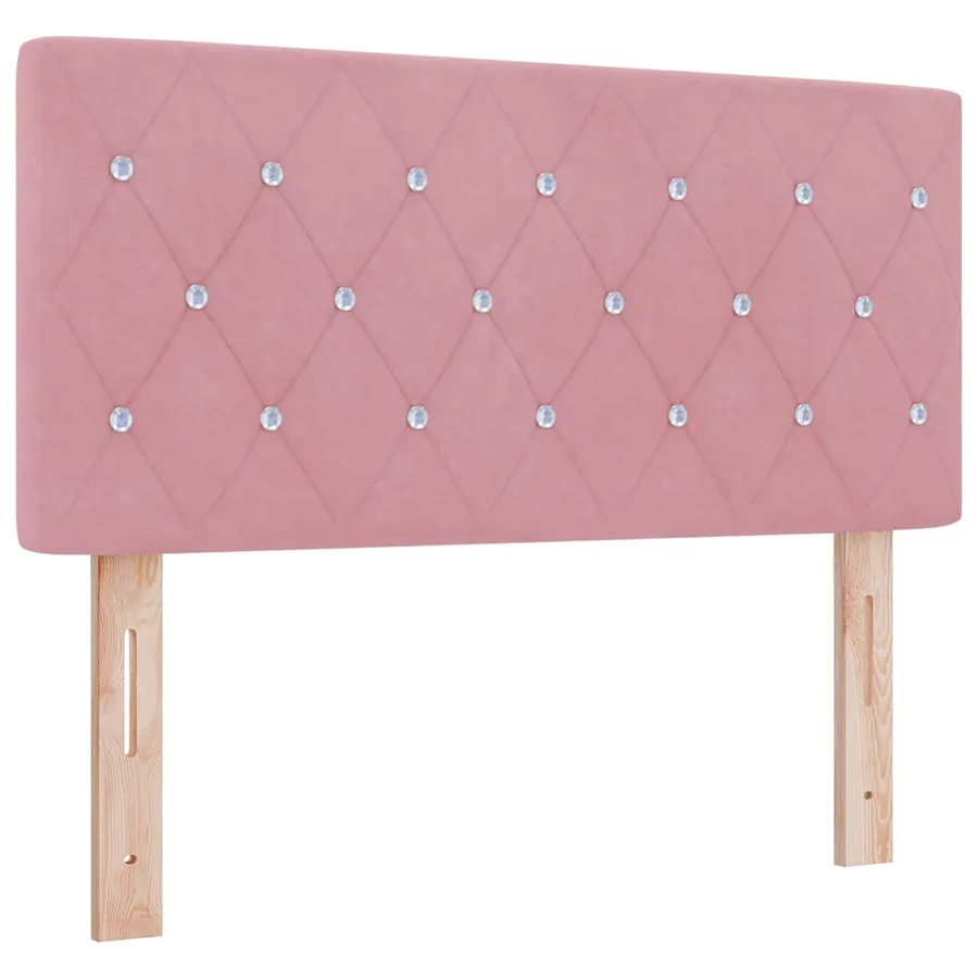 Lit à ressorts avec matelas Rose 90 x 190 cm Velours - 6