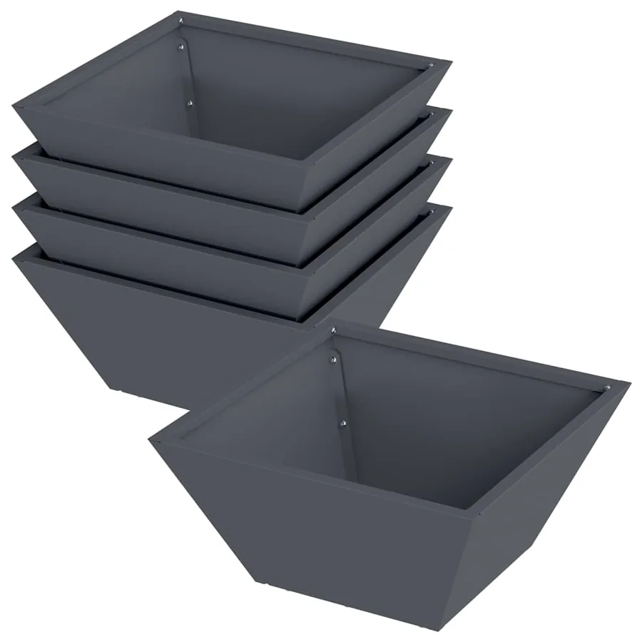 Cache-pot de jardin 5 pc Anthracite 35 x 35 x 15 cm - 2