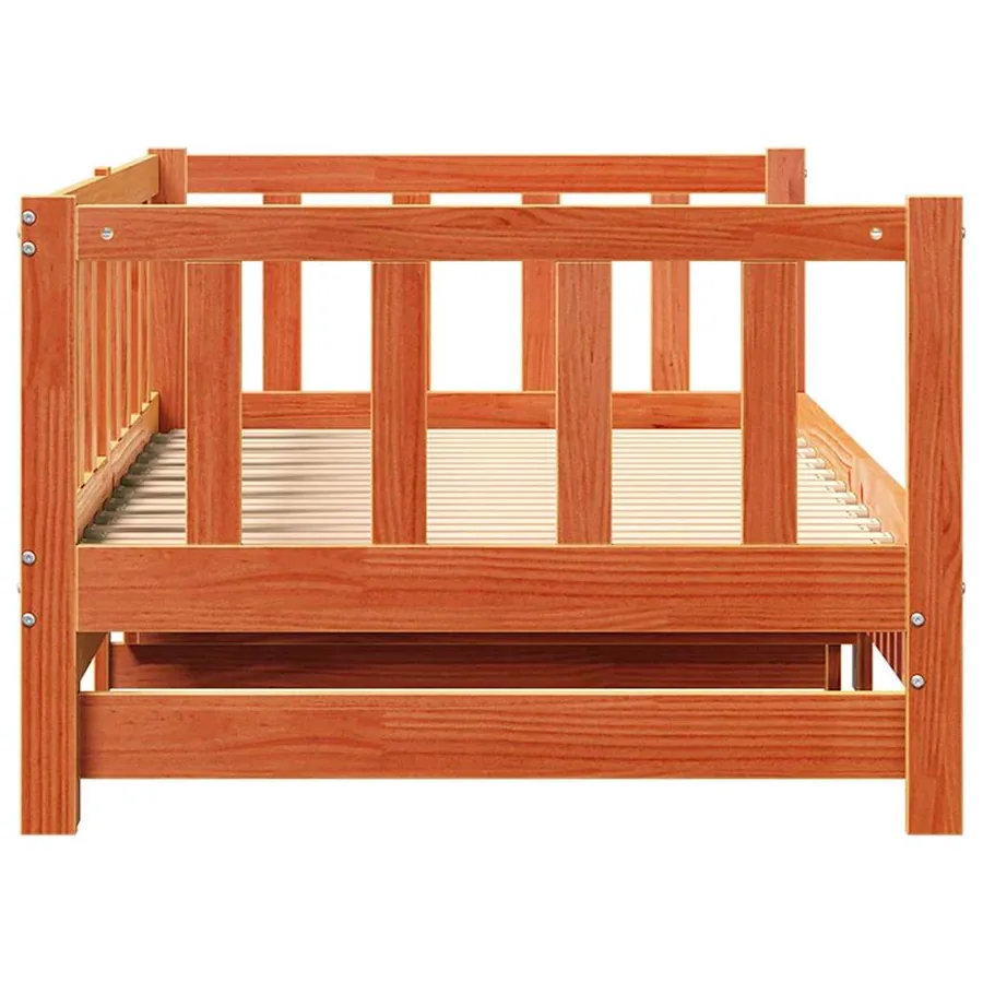 Lit Pull-out de Jour Brun cire 203.5 x 164 x 66 cm Pin massif - 6