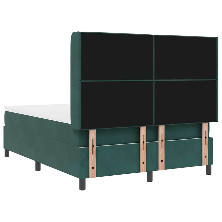 Lit à ressorts avec bandes LED Vert 140 x 190 cm Velours - 10