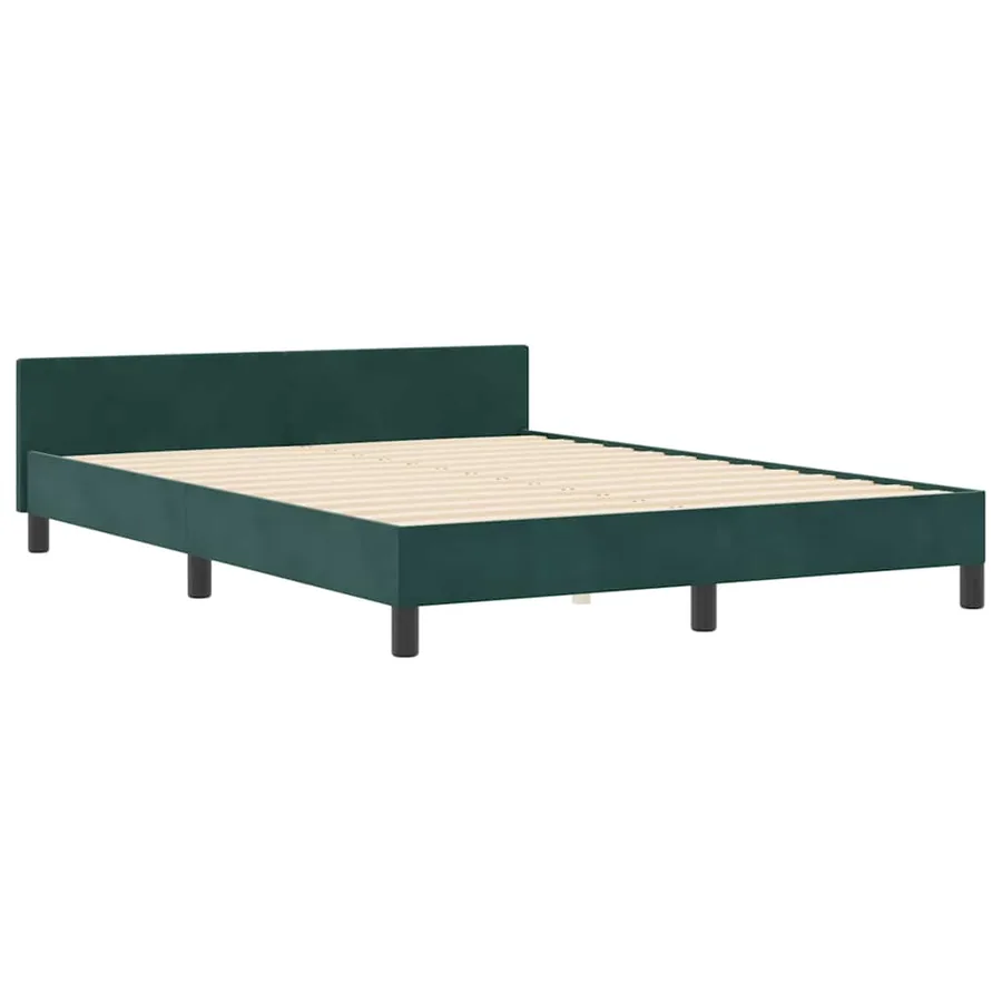 Lit à ressorts avec tête de lit Vert foncé 140 x 190 cm Velours - 4
