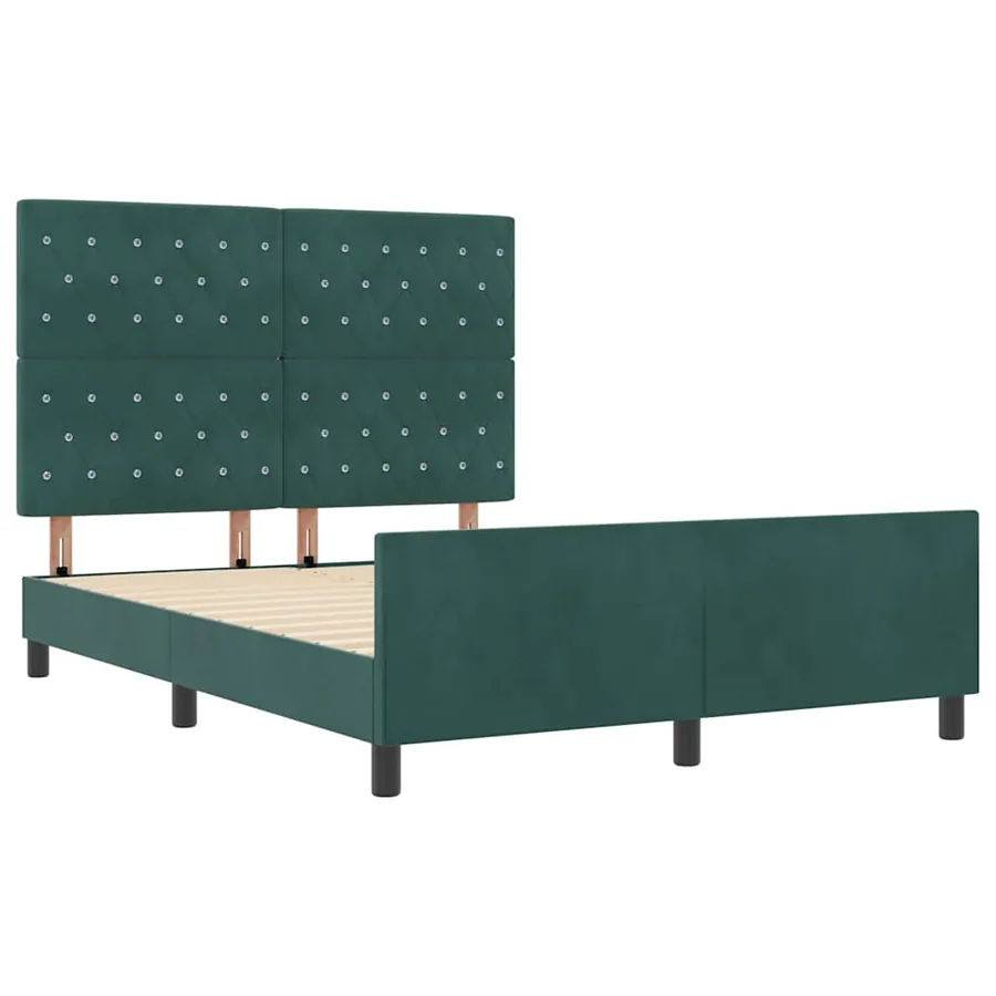 Lit à ressorts avec tête de lit Vert foncé 140 x 190 cm Velours - 5