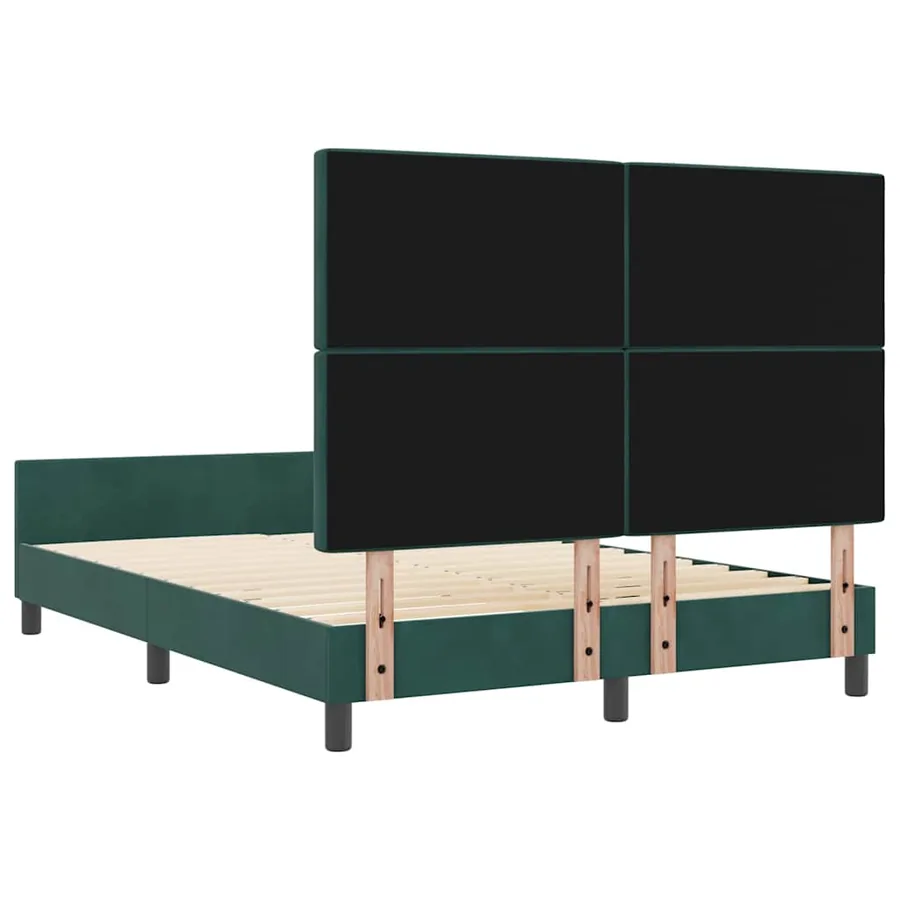 Lit à ressorts avec tête de lit Vert foncé 140 x 190 cm Velours - 9