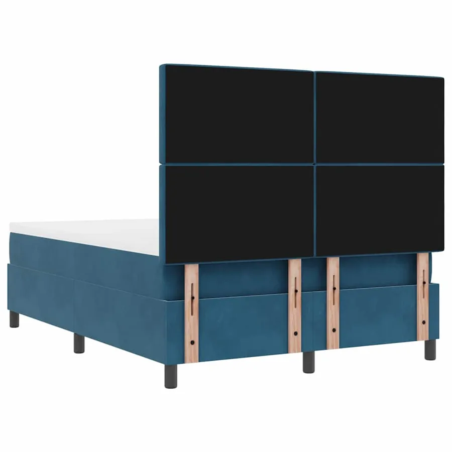 Lit à ressorts avec tête de lit Bleu foncé 190 x 140 cm Velours - 10