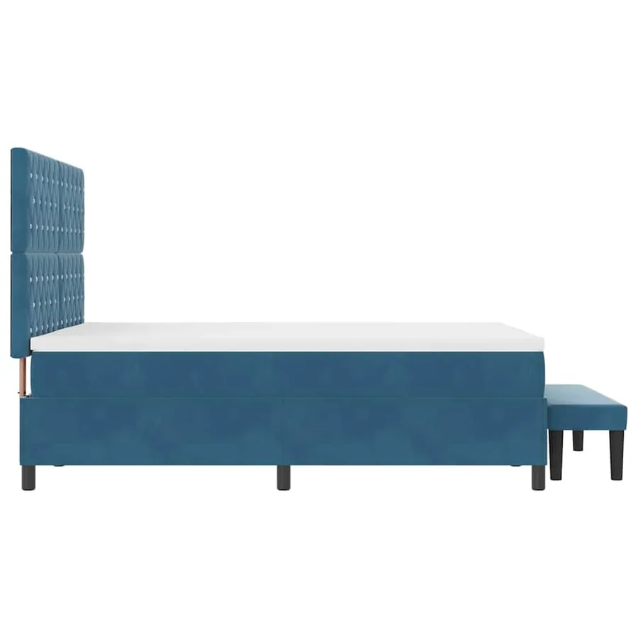 Lit à ressorts avec tête de lit Bleu foncé 190 x 140 cm Velours - 9