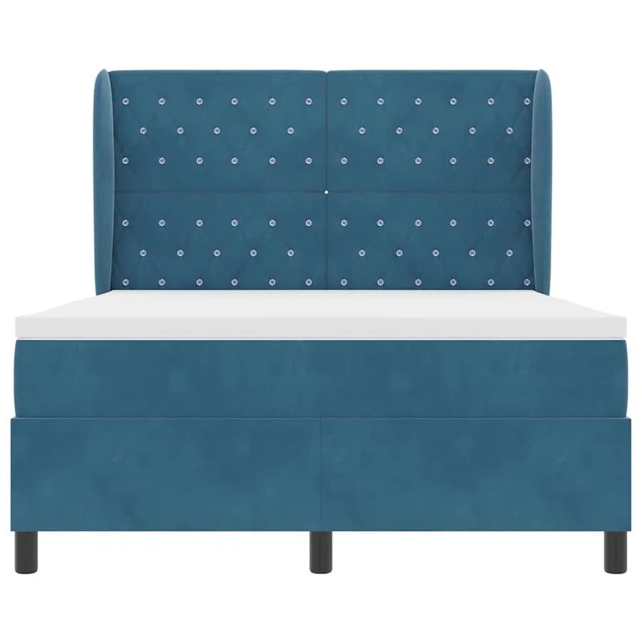 Lit à ressorts avec matelas Bleu foncé 200 x 140 cm Velours - 7