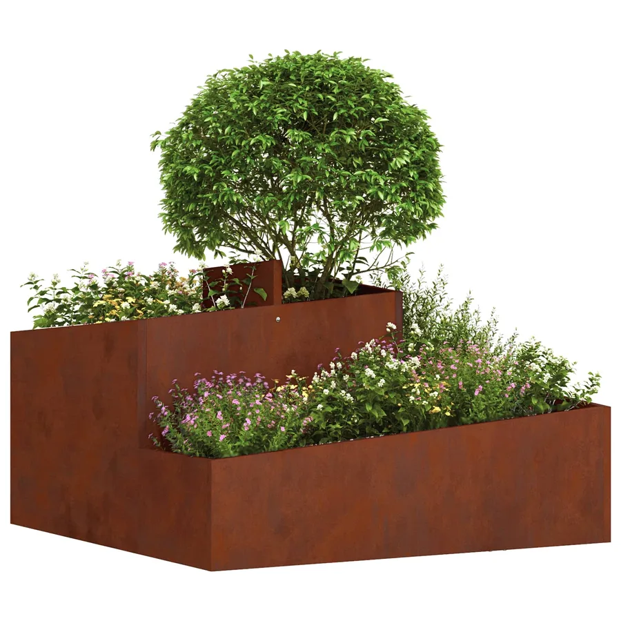 Cache-pot de jardin Rouillé 80 x 80 x 50 cm Acier patiné - 3
