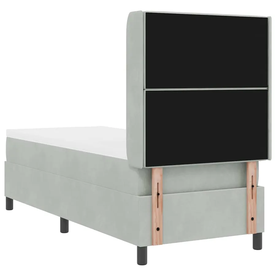Lit à ressorts avec matelas Gris clair 80 x 200 cm Velours - 9