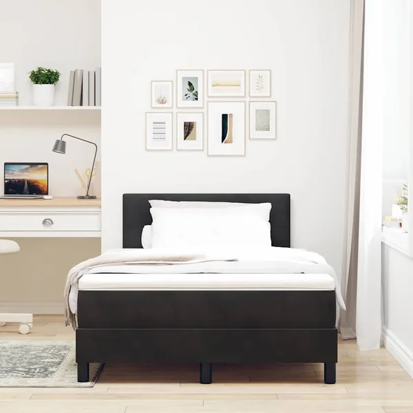 Lit à ressorts avec matelas Noir 120 x 200 cm Velours