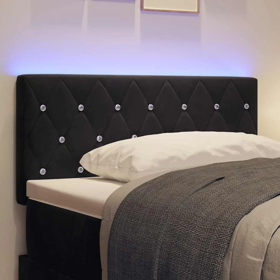 Tête de lit LED avec bandes LED Noir 100 cm Velours - 4