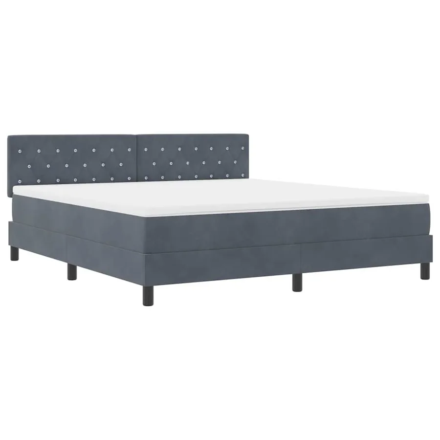 Lit à ressorts avec matelas Gris foncé 180 x 200 cm Velours - 4
